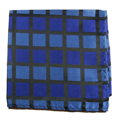 Royal Blue Checkered Silk Pocket Square Paul Malone Pocket Square - Paul Malone.com