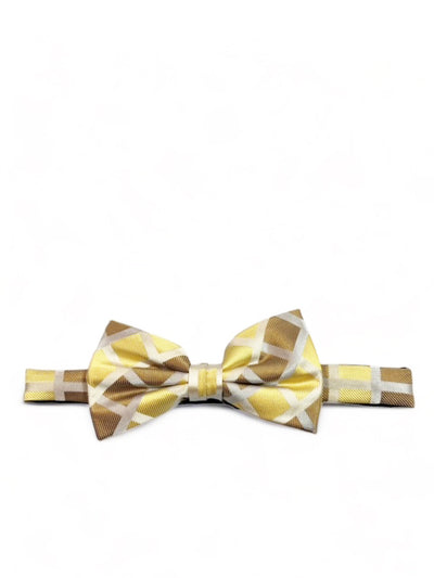 Gold and Tan Checkered Silk Bow Tie Set Paul Malone Bow Ties - Paul Malone.com