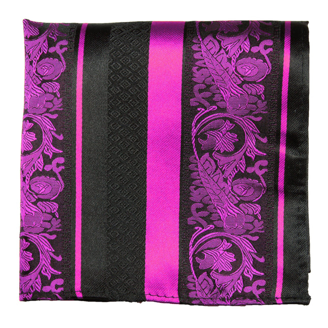 Hot Pink and Black Silk Pocket Square Paul Malone Pocket Square - Paul Malone.com