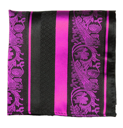 Hot Pink and Black Silk Pocket Square Paul Malone Pocket Square - Paul Malone.com