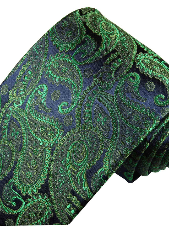 Emerald and Navy Paisley Men's Necktie Set by Paul Malone Paul Malone Ties - Paul Malone.com