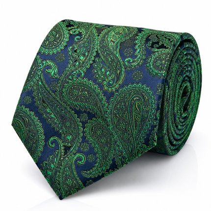 Emerald and Navy Paisley Men's Necktie by Paul Malone Paul Malone Ties - Paul Malone.com