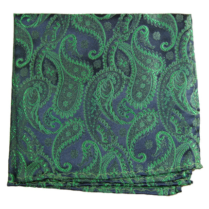 Emerald Green and Navy Pocket Square Paul Malone Pocket Square - Paul Malone.com