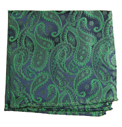 Emerald Green and Navy Pocket Square Paul Malone Pocket Square - Paul Malone.com