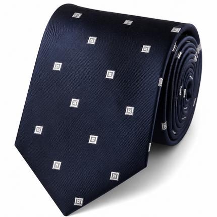 Dark Navy and White Formal Silk Tie and Accessories Paul Malone Ties - Paul Malone.com