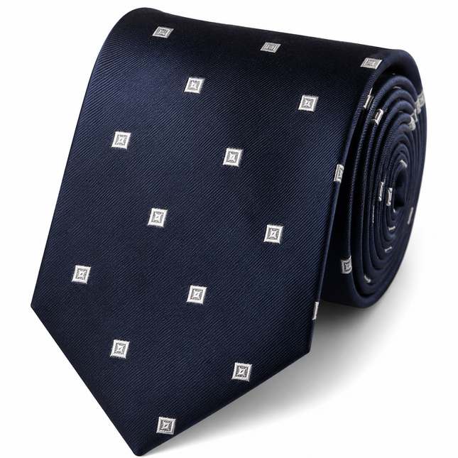 Dark Navy and White Formal Silk Tie and Accessories Paul Malone Ties - Paul Malone.com