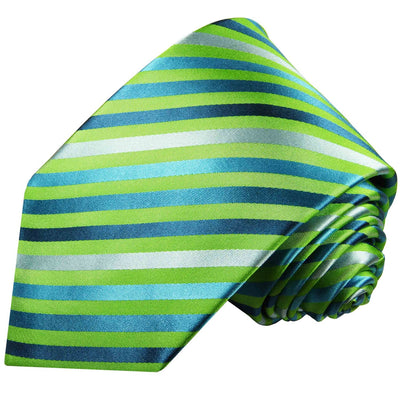 Green and Blue Striped Silk Tie and Accessories Paul Malone Ties - Paul Malone.com