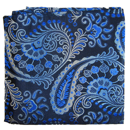 Blue and Black Paisley Silk Pocket Square Paul Malone Pocket Square - Paul Malone.com