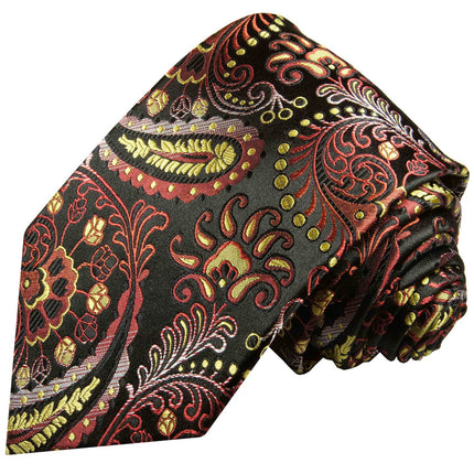 Red, Yellow and Black Paisley Formal Silk Tie and Accessories Paul Malone Ties - Paul Malone.com