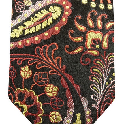 Red, Yellow and Black Paisley Formal Silk Tie and Accessories Paul Malone Ties - Paul Malone.com