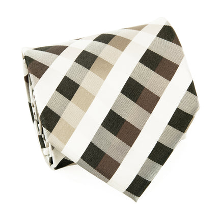 Tan and Brown Plaid Silk Necktie by Paul Malone Paul Malone Ties - Paul Malone.com