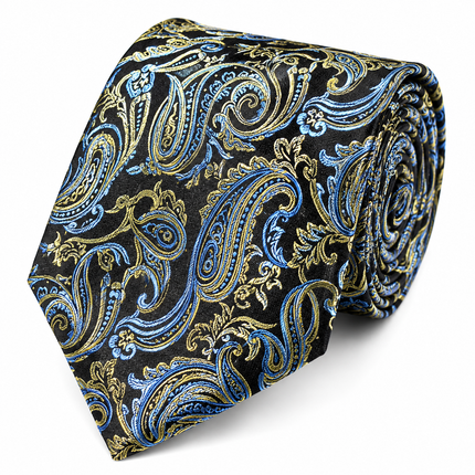 Blue, Yellow and Black Silk Tie Set by Paul Malone Paul Malone Ties - Paul Malone.com