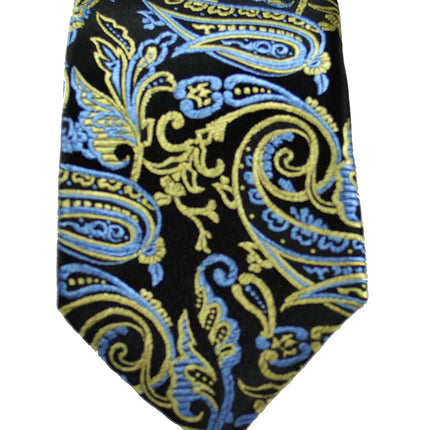 Blue, Yellow and Black Silk Tie Set by Paul Malone Paul Malone Ties - Paul Malone.com