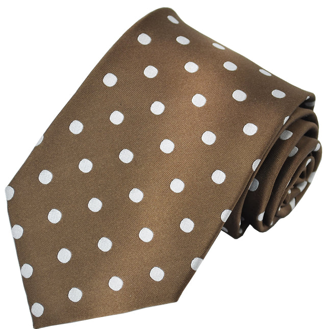 Silver on Brown Polka Dotted Tie Set Paul Malone Ties - Paul Malone.com