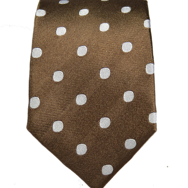 Silver on Brown Polka Dotted Tie Set Paul Malone Ties - Paul Malone.com