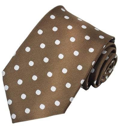 Silver on Brown Polka Dotted Tie Set Paul Malone Ties - Paul Malone.com