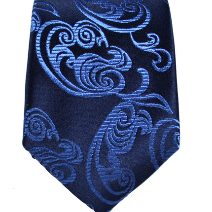 Dark Royal Blue Paisley Mulberry Silk Necktie Paul Malone Ties - Paul Malone.com