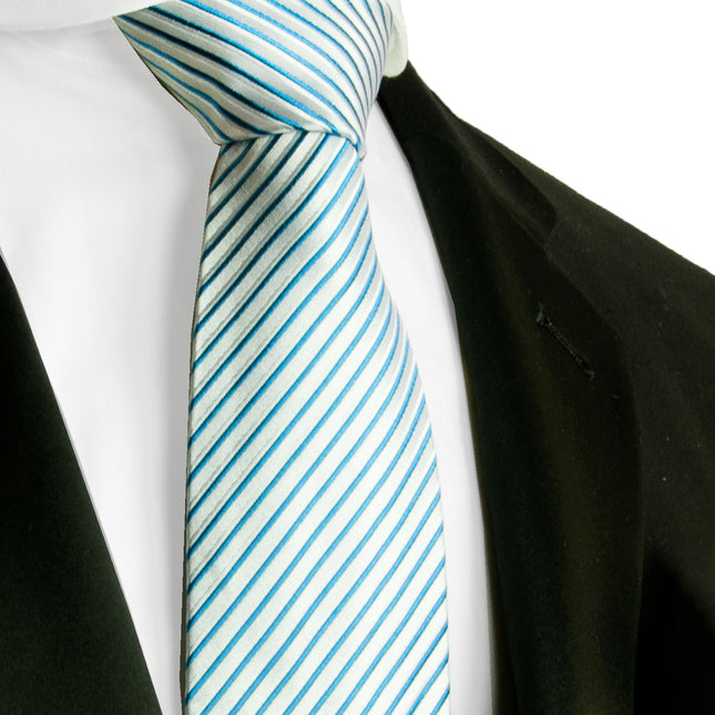 Vivid Blue Striped Silk Necktie Paul Malone Ties - Paul Malone.com