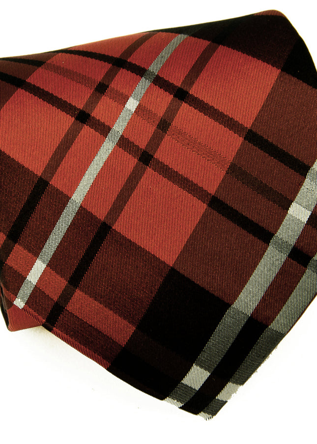 True Red Plaid Silk Tie, Pocket Square and Cufflinks Paul Malone Ties - Paul Malone.com