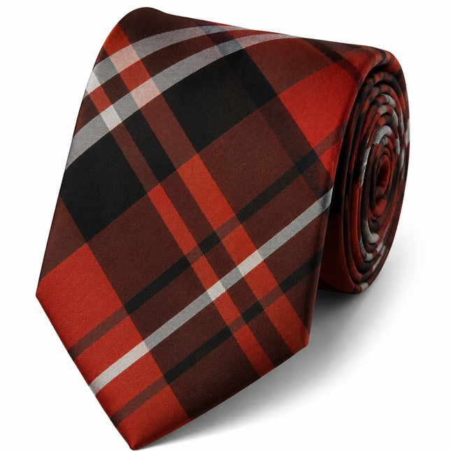 True Red Plaid Silk Tie, Pocket Square and Cufflinks Paul Malone Ties - Paul Malone.com