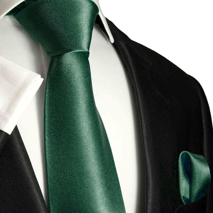 Solid Forest Green Silk Tie Set by Paul Malone Paul Malone Ties - Paul Malone.com
