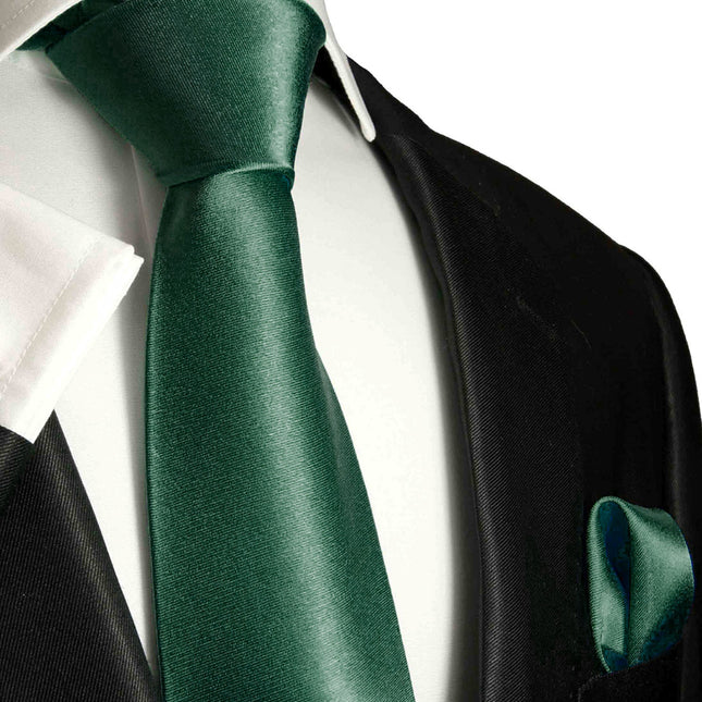 Solid Forest Green Silk Tie Set by Paul Malone Paul Malone Ties - Paul Malone.com