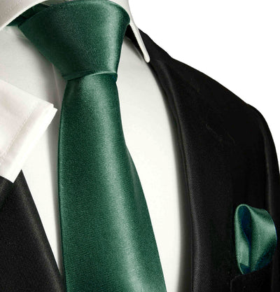 Solid Forest Green Silk Tie Set by Paul Malone Paul Malone Ties - Paul Malone.com