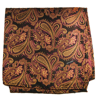 Bronze and Black Paisley Silk Pocket Square Paul Malone Pocket Square - Paul Malone.com