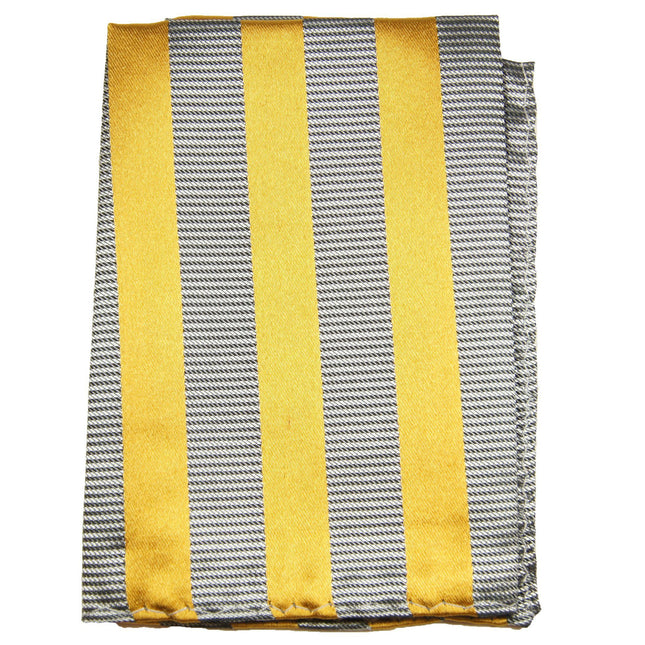 Gold and Silver Striped Silk Pocket Square Paul Malone Pocket Square - Paul Malone.com