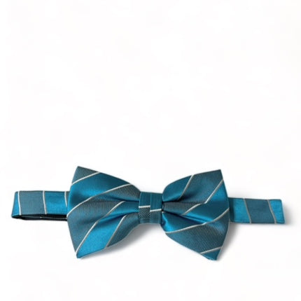 Teal Striped Silk Bow Tie Paul Malone Bow Ties - Paul Malone.com