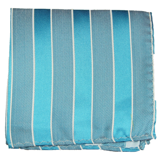 Turquoise Striped Silk Pocket Square Paul Malone Pocket Square - Paul Malone.com