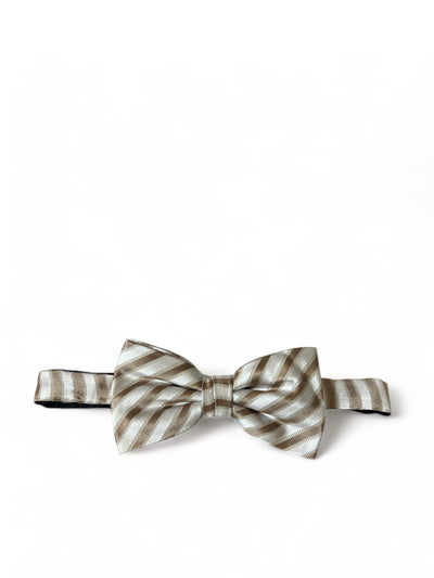 White and Tan Striped Silk Bow Tie Paul Malone Bow Ties - Paul Malone.com
