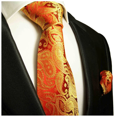 Red and Gold Paisley Silk Necktie by Paul Malone Paul Malone Ties - Paul Malone.com