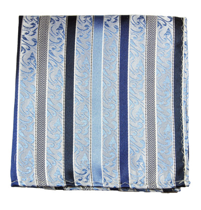 Blue and Navy Striped Silk Pocket Square Paul Malone - Paul Malone.com