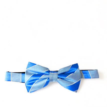 Light Blue Striped Silk Bow Tie Paul Malone Bow Ties - Paul Malone.com