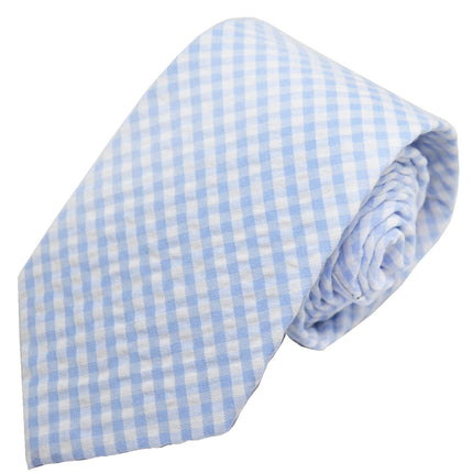 Lite Blue and White Gingham Cotton Tie Paul Malone Ties - Paul Malone.com