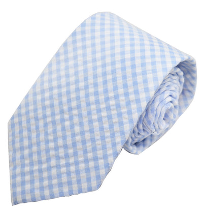 Lite Blue and White Gingham Cotton Tie Paul Malone Ties - Paul Malone.com