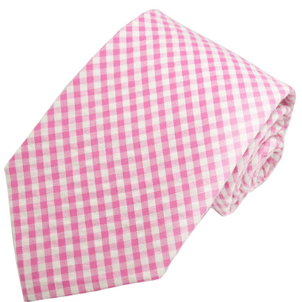 Pink and White Gingham Cotton Tie Paul Malone Ties - Paul Malone.com
