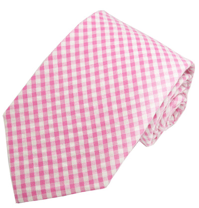 Pink and White Gingham Cotton Tie Paul Malone Ties - Paul Malone.com