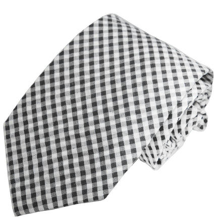 Black and White Gingham Cotton Tie Paul Malone Ties - Paul Malone.com
