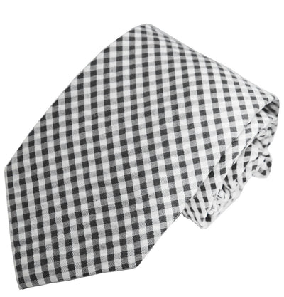 Black and White Gingham Cotton Tie Paul Malone Ties - Paul Malone.com