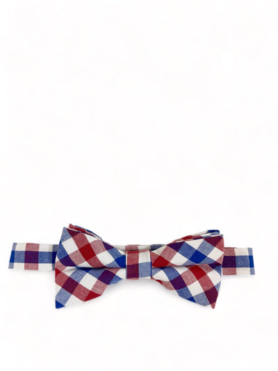 Red, White and Blue Plaid Cotton Bow Tie by Paul Malone Paul Malone Ties - Paul Malone.com