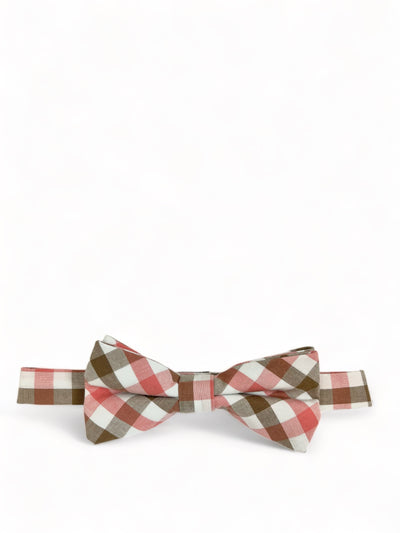 Tan, Pink and White Plaid Cotton Bow Tie by Paul Malone Paul Malone Ties - Paul Malone.com