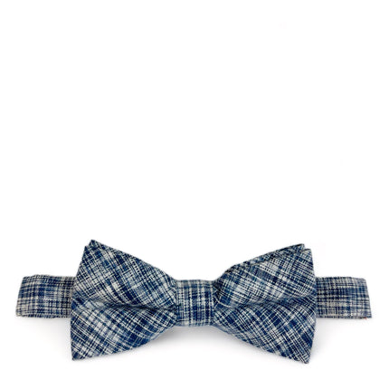 Blue Cotton/Linen Bow Tie by Paul Malone Paul Malone Bow Ties - Paul Malone.com