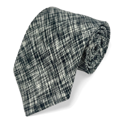 Black Patterned Cotton/Linen Blend Necktie Paul Malone Ties - Paul Malone.com