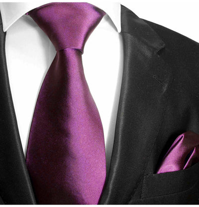 Solid Mellow Mauve Purple Silk Necktie Set Paul Malone Ties - Paul Malone.com