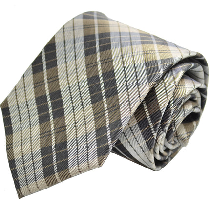 Teak Brown Plaid Silk Tie and Accessories Paul Malone Ties - Paul Malone.com