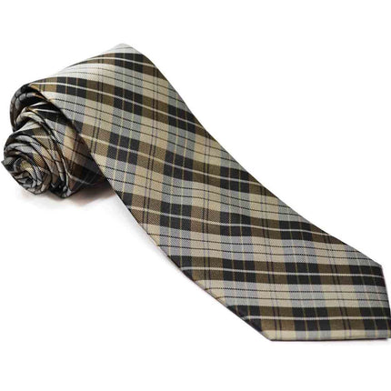 Teak Brown Plaid Silk Tie and Accessories Paul Malone Ties - Paul Malone.com