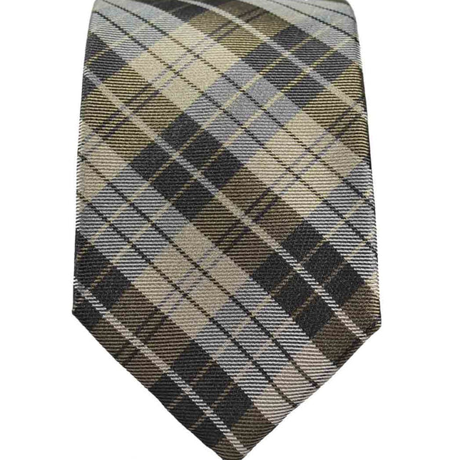 Teak Brown Plaid Silk Tie and Accessories Paul Malone Ties - Paul Malone.com