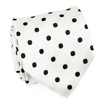 Black and White Polka Dot Modern Cut Silk Tie Paul Malone Ties - Paul Malone.com